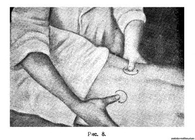 Массаж производятся двумя пальцами, всей рукой или, обеими руками